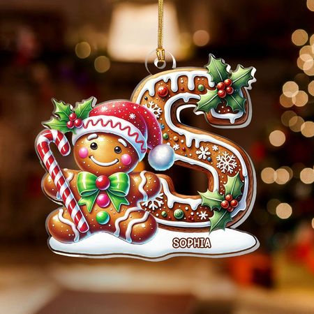 Gingerbread Man Alphabet - Personalized 1-Layer Acrylic Ornament